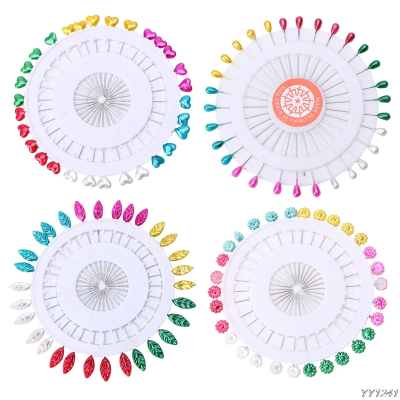 

120Pcs Pearlised Sewing Pins W/ Wheel For Dressmaking Tailor Scarf Hijab Craft