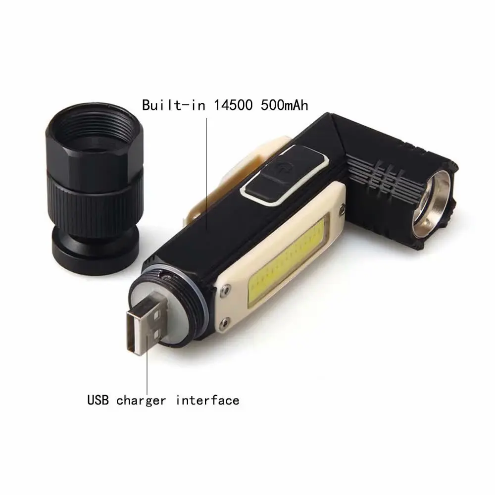 Новый 2 в 1 USB Перезаряжаемый COB светодиодный фонарик рабочий свет сильные