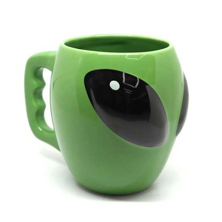 

GFHGSD Creative Anime Alien Coffee Mug,Green alien ceramic mug , Personality Funny fun gift cups