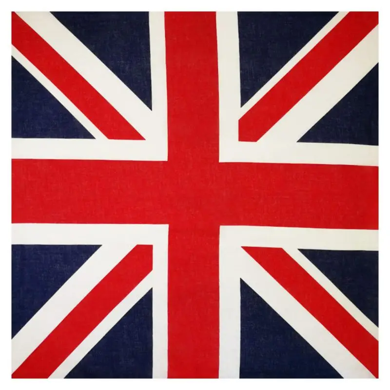

54x54cm Unisex British Flag Union Jack Biker Square Bandana Football Fans Carnival Cotton Head Wrap Hip Hop Dancing Handkerchief
