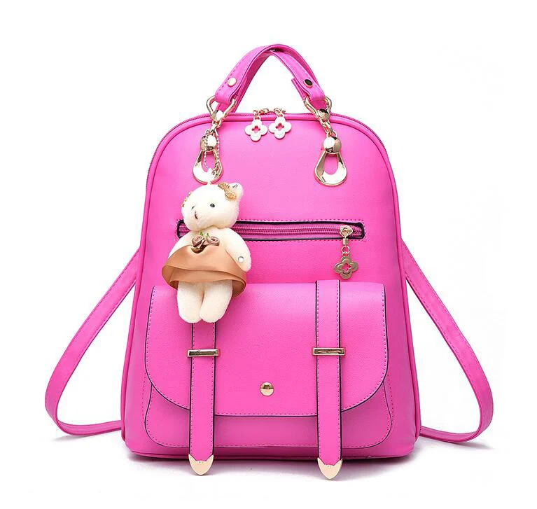 Дизайнерский женский рюкзак Vogue Star для девочек-подростков, школьная сумка в консервативном стиле, рюкзаки из искусственной кожи высокого качества LB299 - Цвет: Ярко-розовый