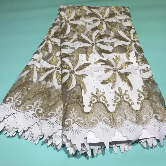 

Tulle African Lace Fabrics for Dress DIY Nigerian French Swiss Voile Lace Fabric with Rhinestones 100% Polyester 5 Yards