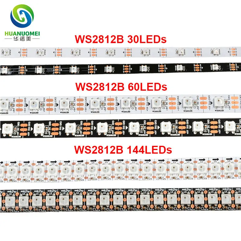 DC5V WS2812B цифровой SMD 5050 30 60 74 96 100 144 светодиодный s RGB полосы WS2812 WS2811 пикселей гибкие