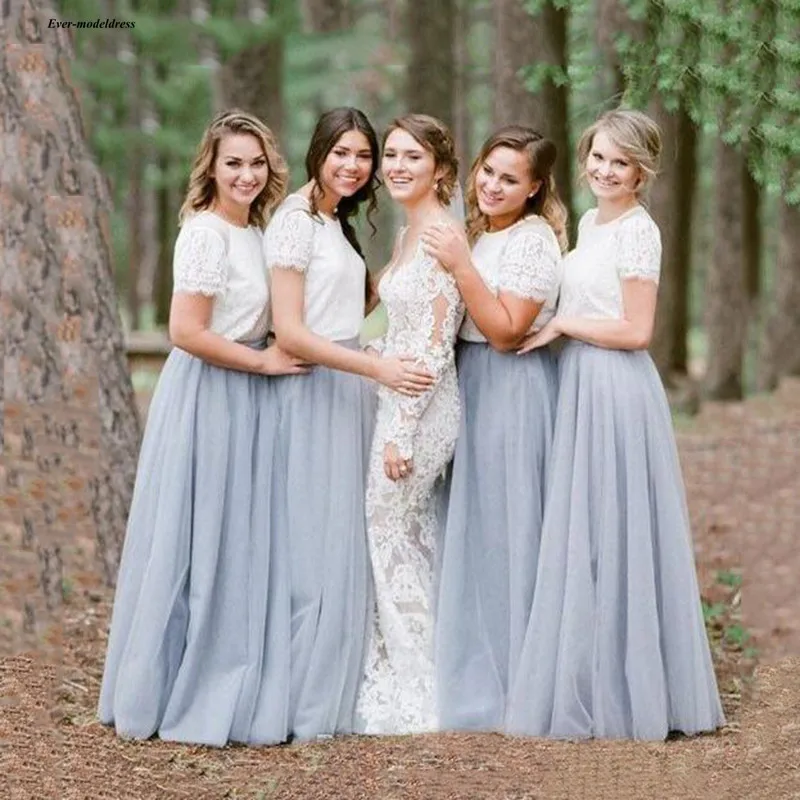 

2019 Short Sleeves Bridesmaid Dresses A Line O Neck Floor Length Long Formal Wedding Guest Party Gowns Custom Made Cheap