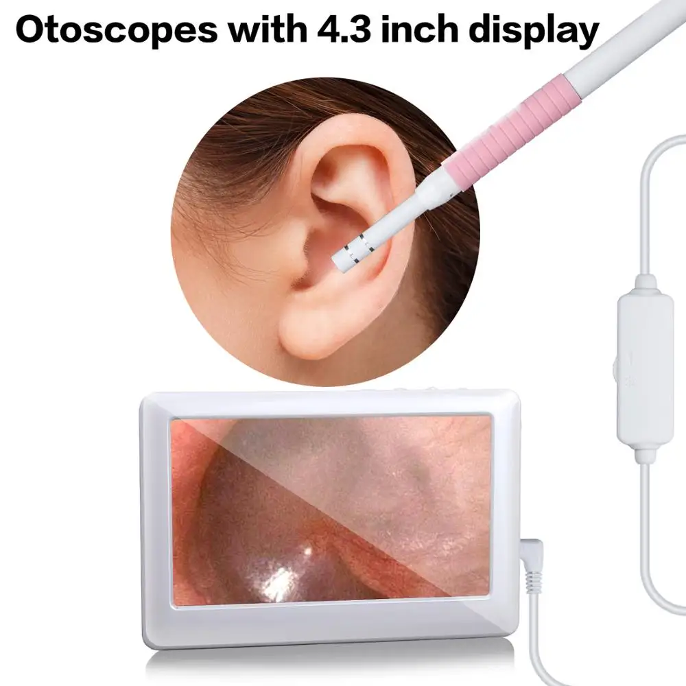 

Visual Ear Cleaning Spoon Otoscope 5.5mm Lens 6 LED Endoscope With 4.3 inch LCD Display Endoscope Camera
