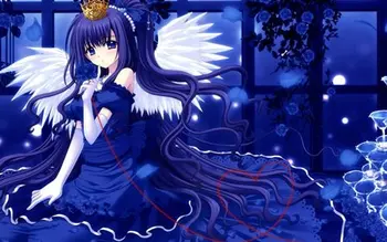 

angels wings dress flowers blue eyes long hair ribbons roses anime girls ornaments 4' Size Home Decoration Canvas Poster Print