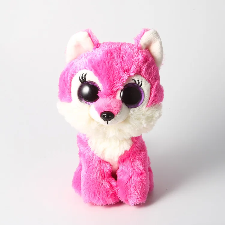 6" 15cm New 's Rocco-grey/pink/black Raccoon Pink Glitter Eye Plush Stuffed Animal Collectible Doll Toy Christmas Gift