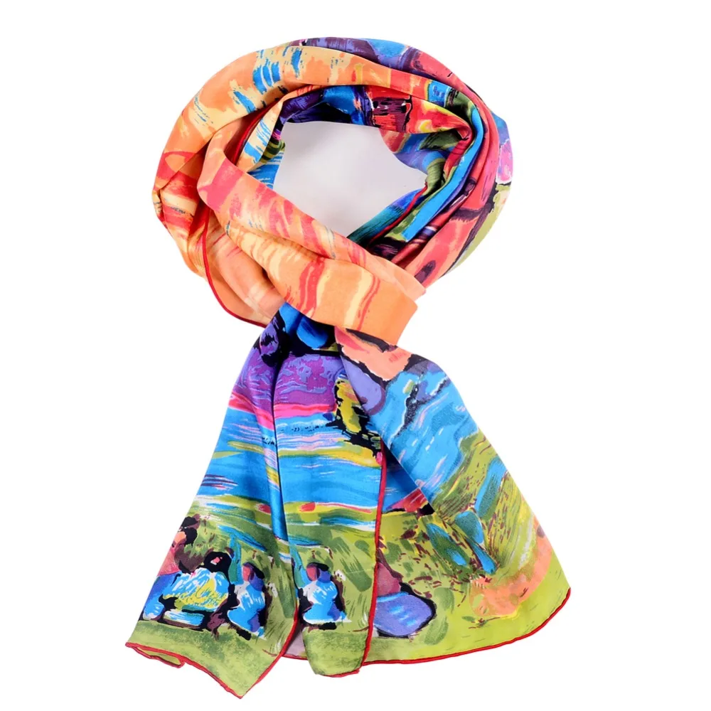 

SALUTTO 100% Real Silk scarf For Ladies Van Gogh oil painting Fashion Luxury Brand Designer Hot-selling Scarves Female