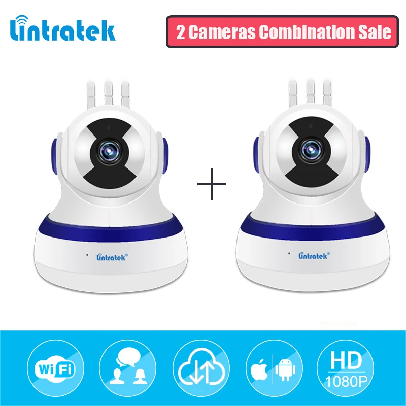  Lintratek HD 1080P IP Camera Wifi Mini CCTV Video Surveillance 2 in 1 Pack Cloud Storage Home Secur - 32885524761