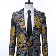 Мужской костюм Костюм приталенный формальный мужской пиджак узор Ретро Цветочный узор жених свадебные куртки на заказ
