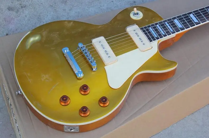 

Do Old Gold Electric Guitar with White Pickguard,Rosewood Fingerboard,Offer Customized free shipping