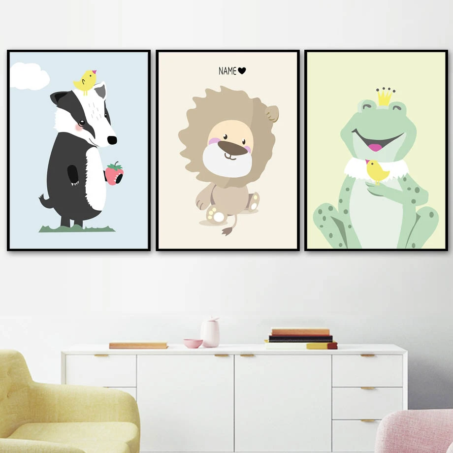 Lovely frog decor for baby room Frog Lion Skunk Animal Wall Art Canvas Painting Cartoon Nordic Posters And Prints Pictures Girl Boy Baby Kids Room Decor Calligraphy Aliexpress