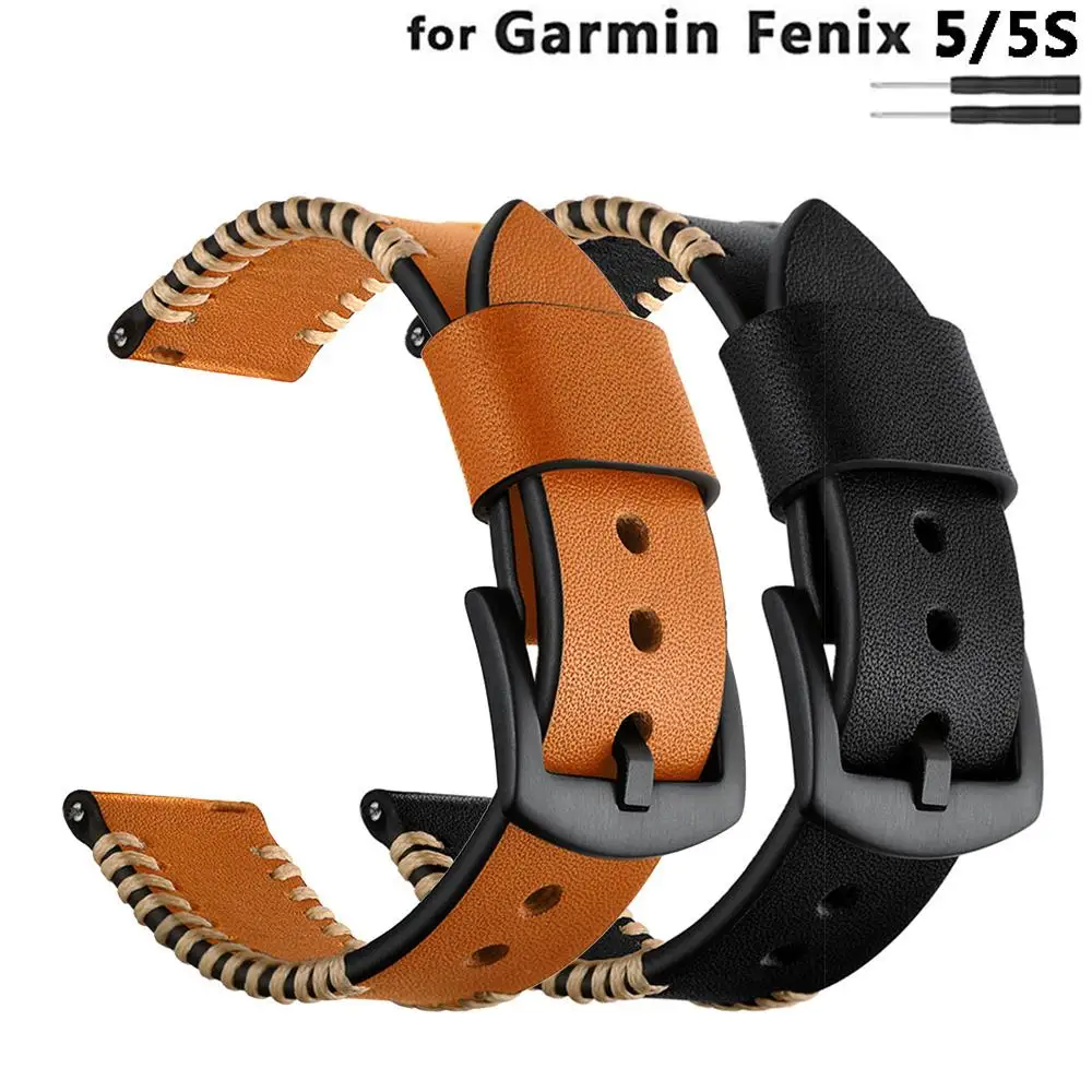 

22mm 20mm Genuine Leather Strap Smart Watch Wrist Band Bracelet for Garmin Fenix 5/Garmin Fenix 5S/Forerunner 935(NOT Quick Fit)