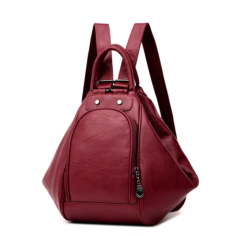 Модный женский рюкзак из натуральной кожи, черный рюкзак, школьная сумка для девочек, сумка для девочек, роскошная сумка - Цвет: Red