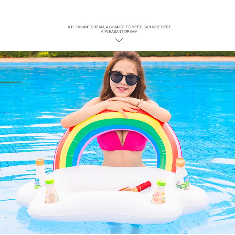 Ice Bucket Rainbow Cloud Cup Holder Inflatable Pool Float 4