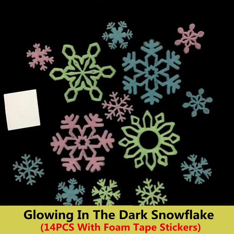 Mixed Color 3D Glow In The Dark SnowFlake Luminous Fluorescent Plastic