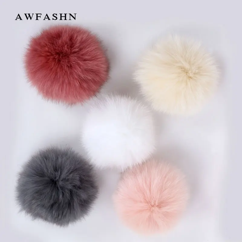 Большая Натуральная черно-бурая лиса Меховые помпоны аксессуары для волос шапка с меховым помпоном для обуви шляпа и сумка 15 см помпон с защелкой