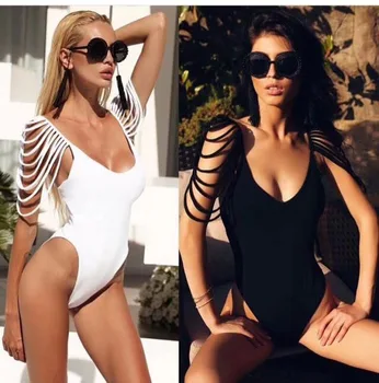 

Women Summer Beach Fashion Sexy V Neck Bandage Bodysuit 2018 Knitted Stretch Designer Beach Bandage Bodysuit