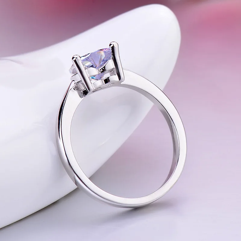 European Women Jewelry Heart-shaped Zircon Engagement Rings Fashion Wedding Rings for Loves Romantic Couple Promise Jewelry Anel