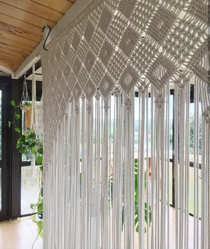 

220 Cm X 230 Cm Macrame Wall Art Handmade Cotton Wall Hanging Tapestry with Bohemia Home Wedding Garden Party Decoration