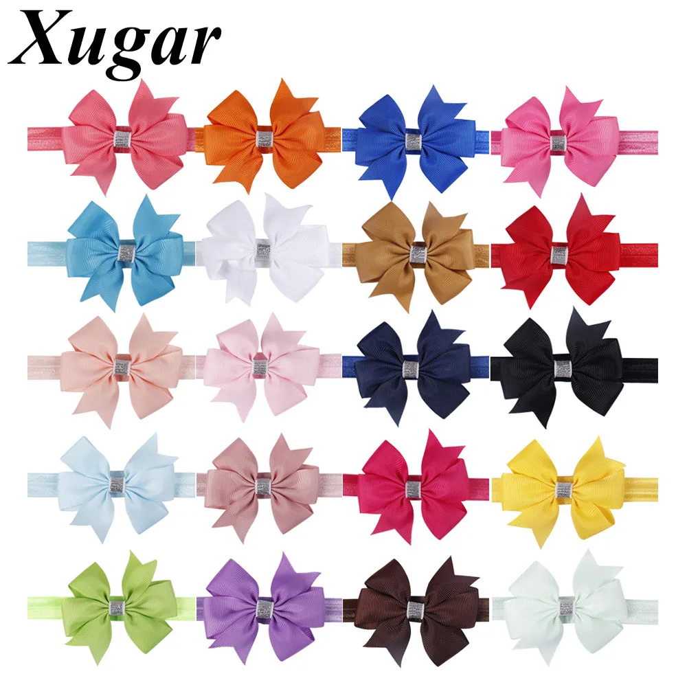 

5 Pcs/Lot 3" Pinwheel Bow Headband Kids Solid Grosgrain Ribbon Bowknot Elastic Hair Bands Girls Hair Accessories