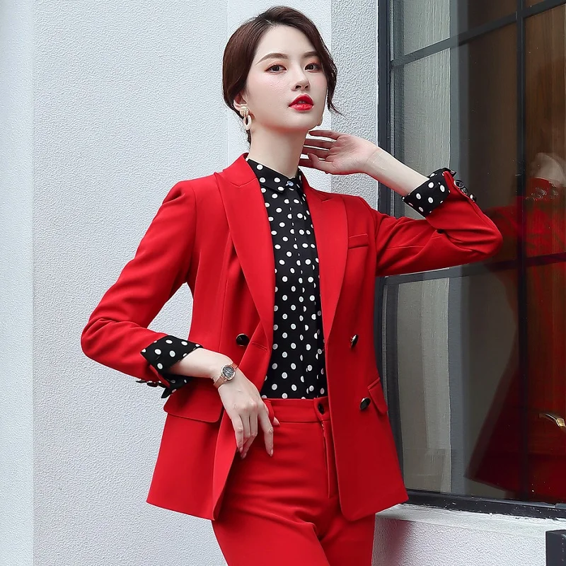 Women suits Slim spring Solid color jacket Pants 2-piece set OL Formal Business Women pants suits Woman set suits 369