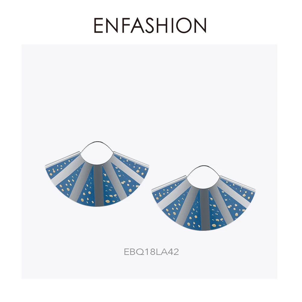 Enfashion, лаковые художественные сережки, ручная роспись, висячие серьги для женщин, большая Веерная форма, Винтажные серьги, модное ювелирное изделие Oorbellen EBQ18 - Окраска металла: EBQ18LA42