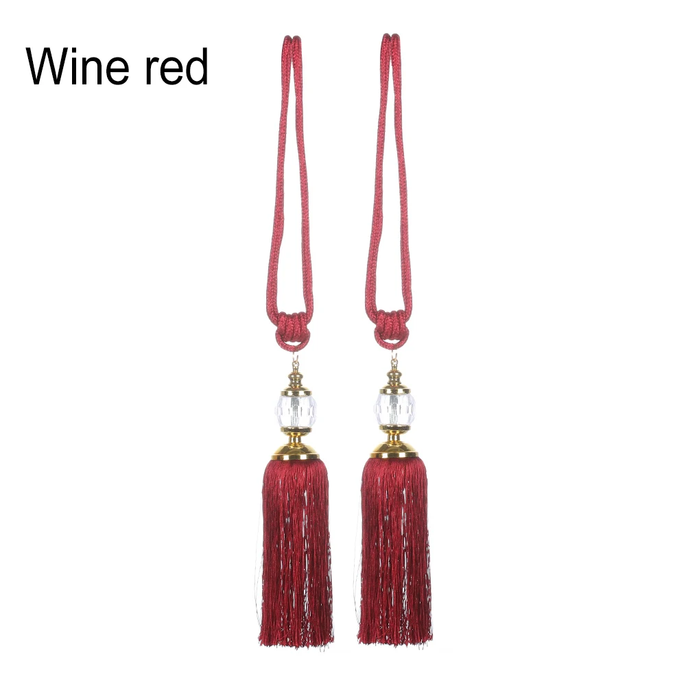 2 шт Шторы веревка для оттяжки кисточкой из бисера висит Ремни мяч домашнее украшение Красочный Держатель для штор - Цвет: wine red