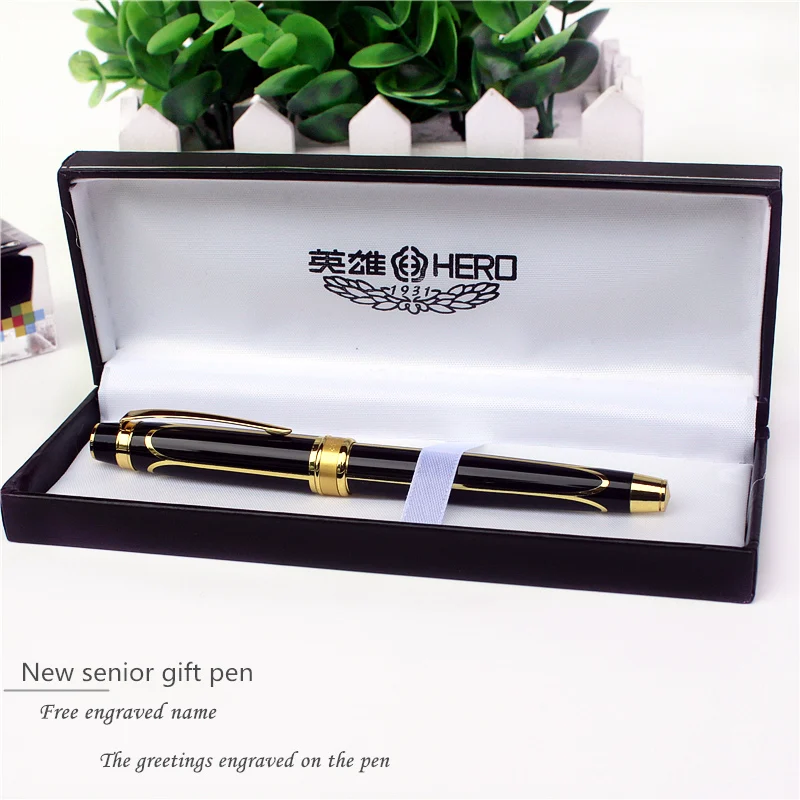 Black Gold line Fountain Pen Luxury Gift Ink Pen Standard 0.5 pen tip Free engraved text on the
