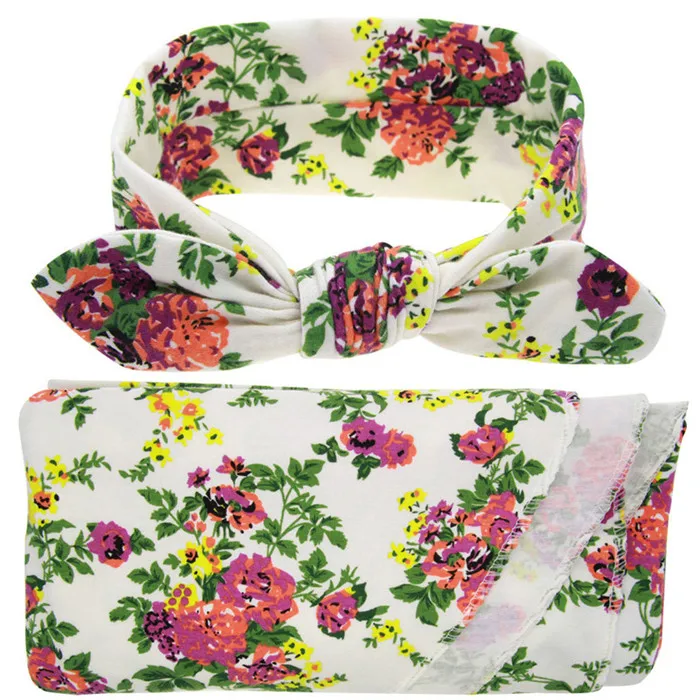 Новорожденный больничный Пеленальный комплект пеленка и повязка на голову пеленки с цветами Набор одеяло для сна сумка для фото реквизит 1 комплект