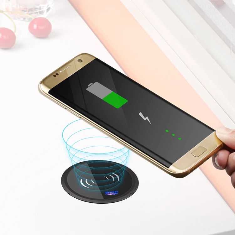 Настольное встроенное Беспроводное зарядное устройство Qi для iPhone 8 X Samsung S6 Edge Plus