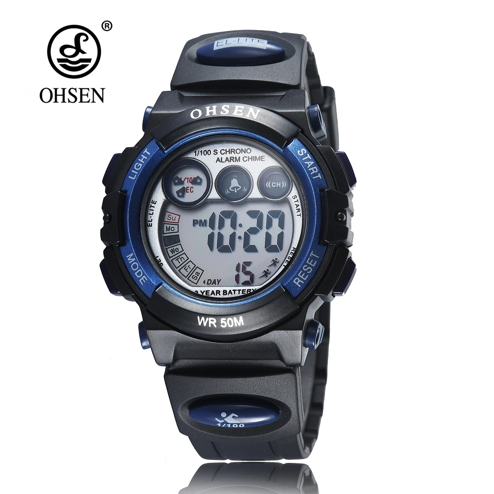 Лидирующий бренд Мода OHSEN спортивные часы дети обувь для мальчиков светодио дный светодиодный Дата резиновая цифровые часы водо
