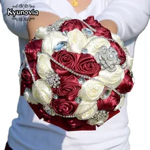 Kyunovia 6 стилей кристалл бордовый Свадебный букет De Mariee атласные Свадебные цветы Свадебные букеты Великолепный Букет De Noiva FE30