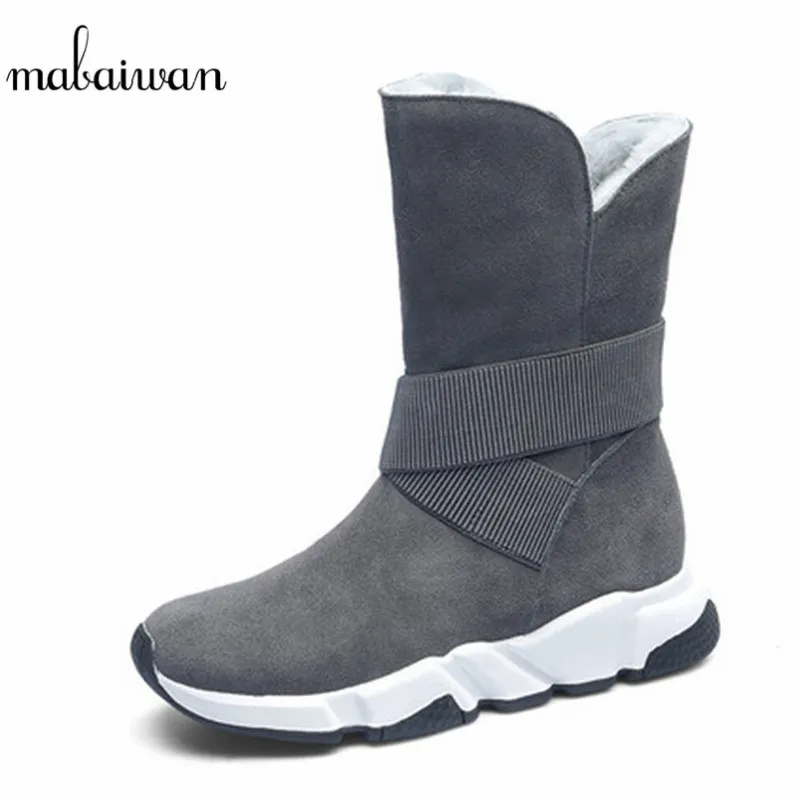 

Mabaiwan Fashion Women Winter Snow Fur Ankle Boots Slip On Platform Cross Tied Shoes Women New Botines Mujer Flats With Sneakers