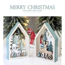 Christmas Gift Desk Wooden Cabin Decoration Macaron Style Chalet Home Party Decorationt Xmas new year Cute Ornaments G718