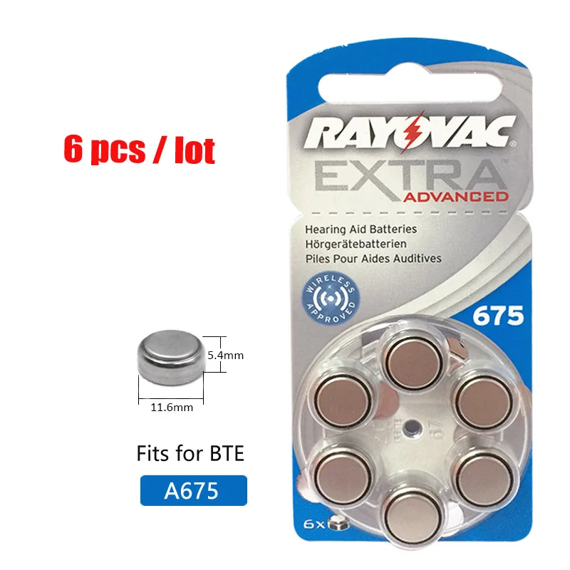 6 шт. RAYOVAC Экстра A675 цинк воздуха производительность слуховой аппарат батареи PR70 675 A675 675A слуховой аппарат батарея