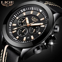 2018 Reloje LIGE Men Watch Male Leather Automatic date Quartz Watch Mens Luxury Brand Waterproof Sport watch Relogio Masculino