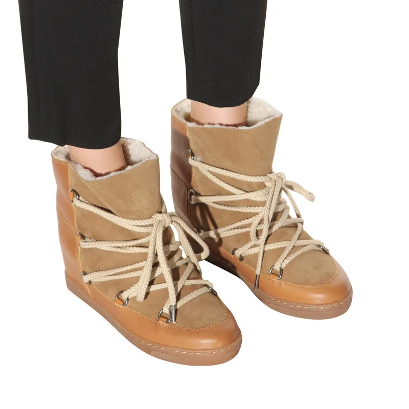 Bota feminina/плюшевые женские ботильоны на шнуровке; обувь в стиле панк; непромокаемые сапоги, визуально увеличивающие рост; цвет черный, коричневый; ковбойские ботинки для женщин; коллекция года