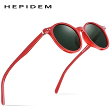 HEPIDEM ацетатные поляризованные солнцезащитные очки для мужчин винтажные Ретро Круглые Солнцезащитные очки для женщин фирменный дизайн прозрачные солнцезащитные очки