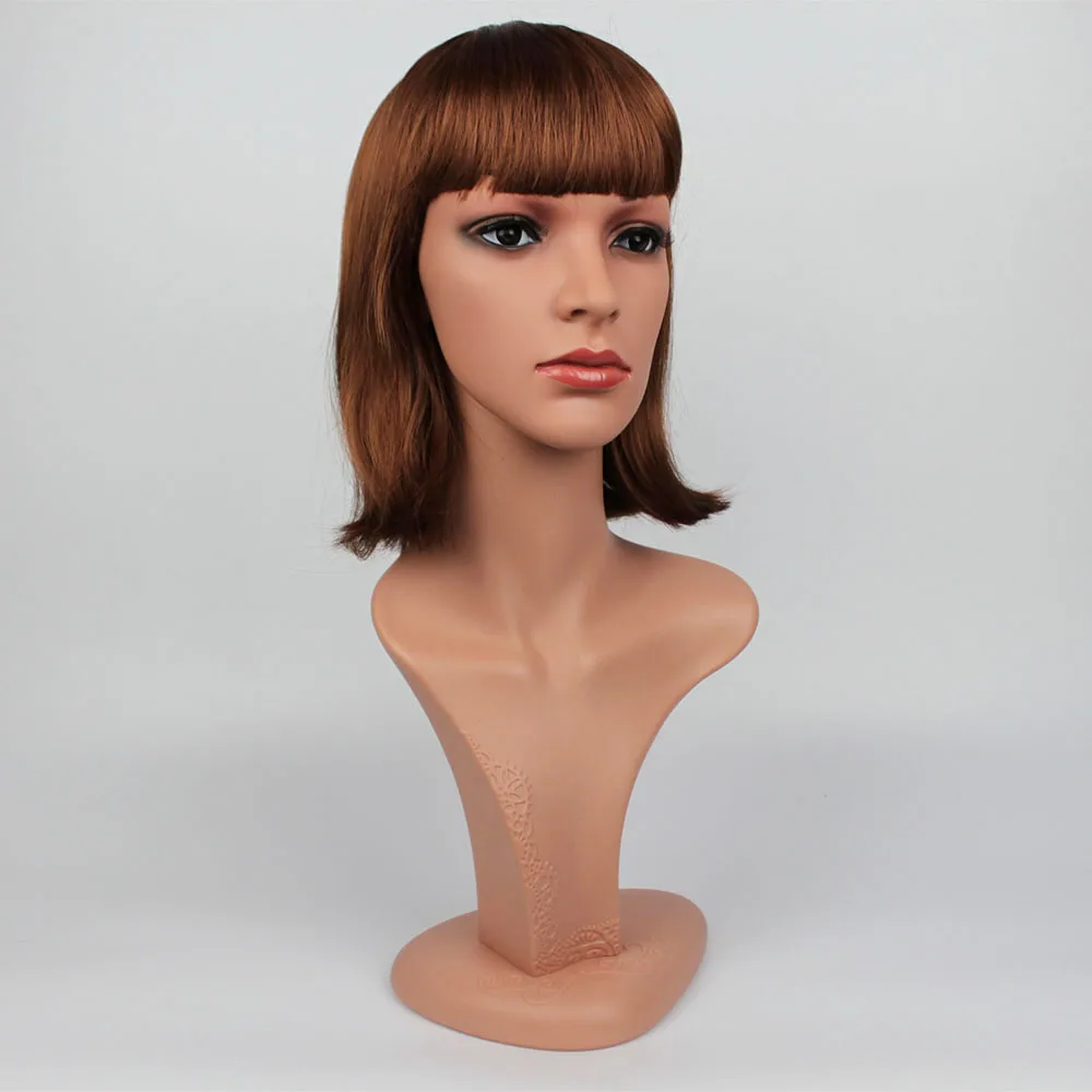 

Life size High quality Realistic PE Female Mannequin Dummy Head With Hair Manikin Heads Display D5-W,T25