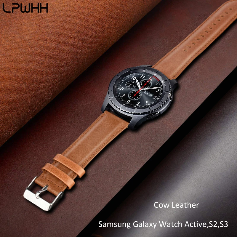 

LPWHH Cow Leather Strap For Samsung Galaxy Watch Active Watch Band Strap Genuine Leather Watchbands For Samsung S2 S3 22 20 18mm