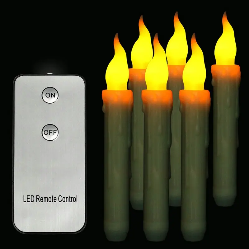24pcs Remote control Led Flameless Taper Dipped wax Candle tealight