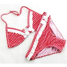 2018 Hot Sale Big Girls Bikini Set Cute Plaid Ruffles Two Pieces Bathing Suit For Teenage Girl Swimwear Wtih A Bowknot 6-16Y