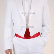 На заказ для измерения белый вечерний фрак с пиковым отворотом, Свадебный фрак на заказ, индивидуальный пошив для жениха длинный хвост смокинги