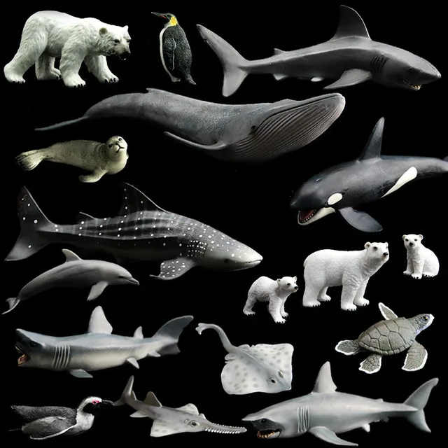 15 30cm PVC Sea Life Simulation Model Toy Whales Sharks Fish Turtles