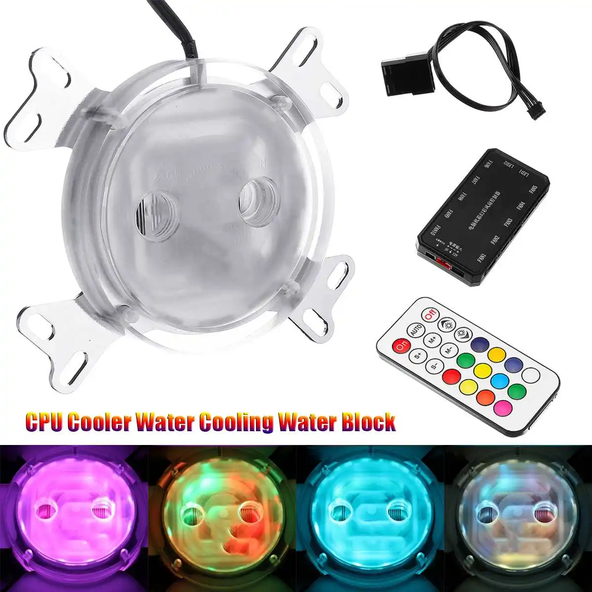 

LEORY G1/4 CPU Cooler Water Cooling Water Block with Controller LED Colorful Light for Intel AM2 AM3 AM4