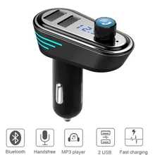 

Bluetooth FM Transmitter Multifunction 4-in-1 Hands free Wireless Modulator Car Kit MP3 Player with 2 USB Port for Charging AP02
