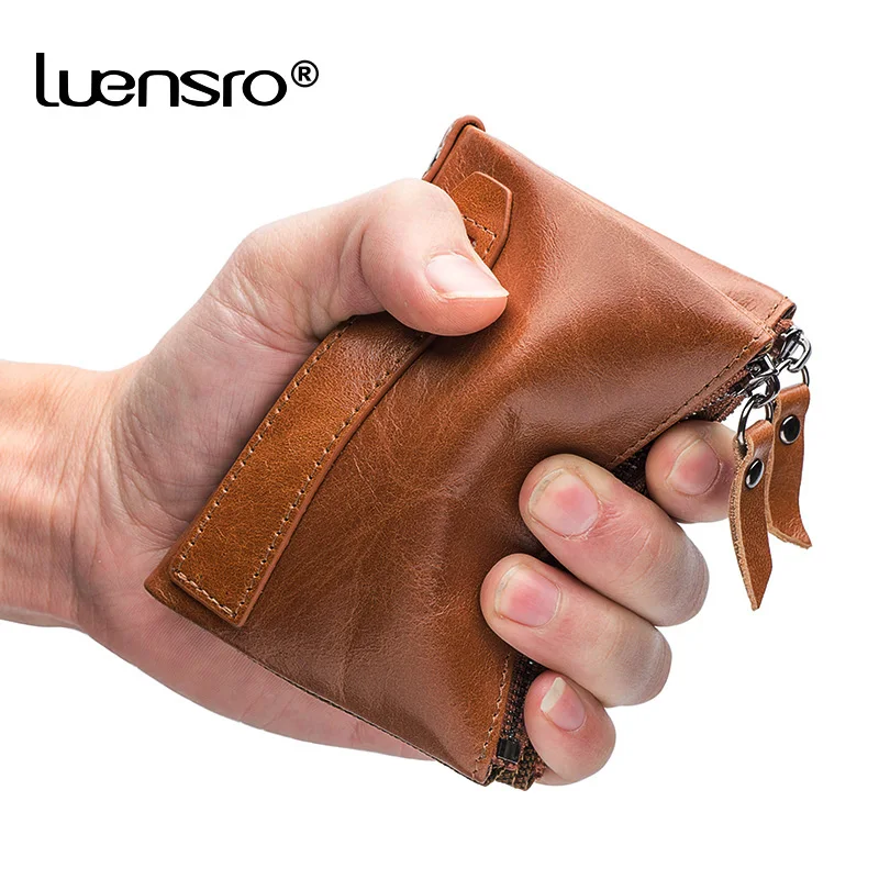 LUENSRO 100% натуральная кожа Женский кошелек маленький женский бумажник на молнии