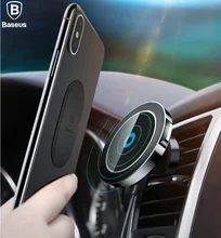 BASEUS Brand 2 in 1 Mobile Phone Car Mount + Qi Wireless Charging Charger For iPhone X 8 Plus, 360 Rotation Magnetic Car Holder