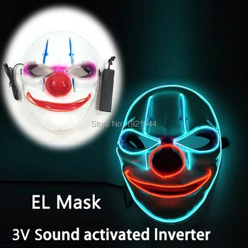 

Funny Flashing Old man clown Mask DC-3V Inverter EL Wire Glowing Product Cosplay Mask for Holiday Party